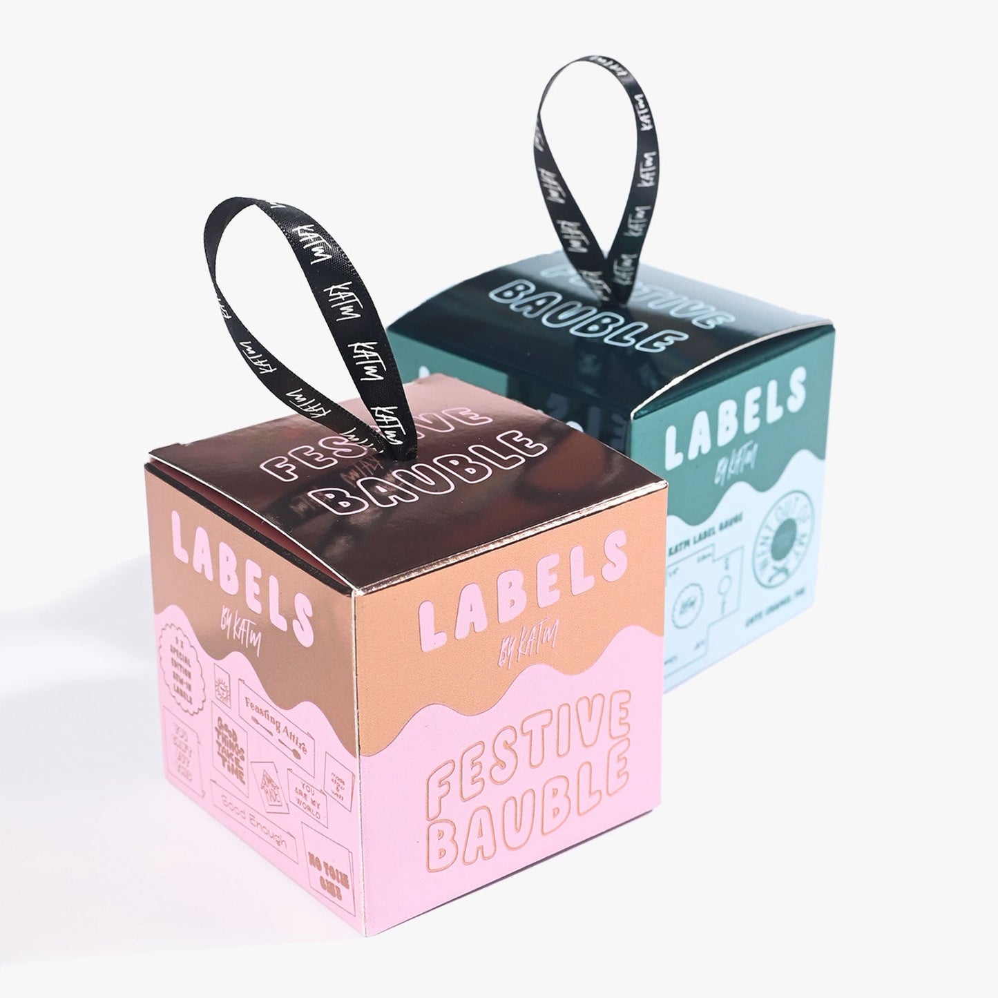 Festive Bauble Set 2 - Pink & Gold Box - Woven Label Pack - Kylie And The Machine - Simplifi Fabric