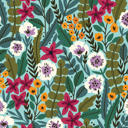 Flower Meadow - Zebras - Maria Galybina - Cloud 9 Fabrics - Poplin - Simplifi Fabric