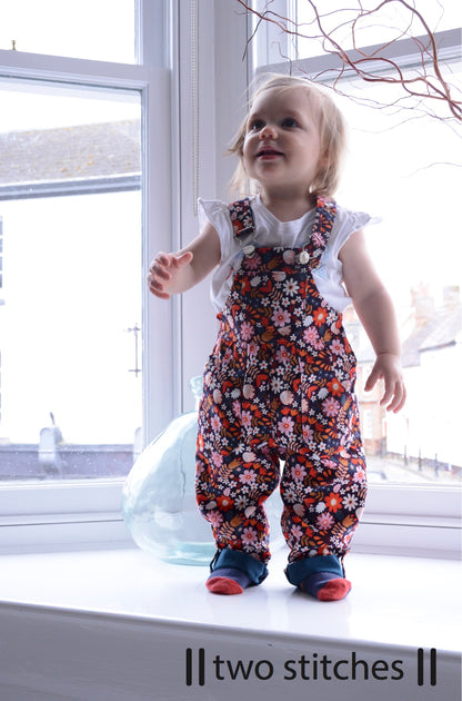 Frankie Dungarees & Dress (6mo-2years) - Kids Paper Sewing Pattern - Two Stitches Patterns