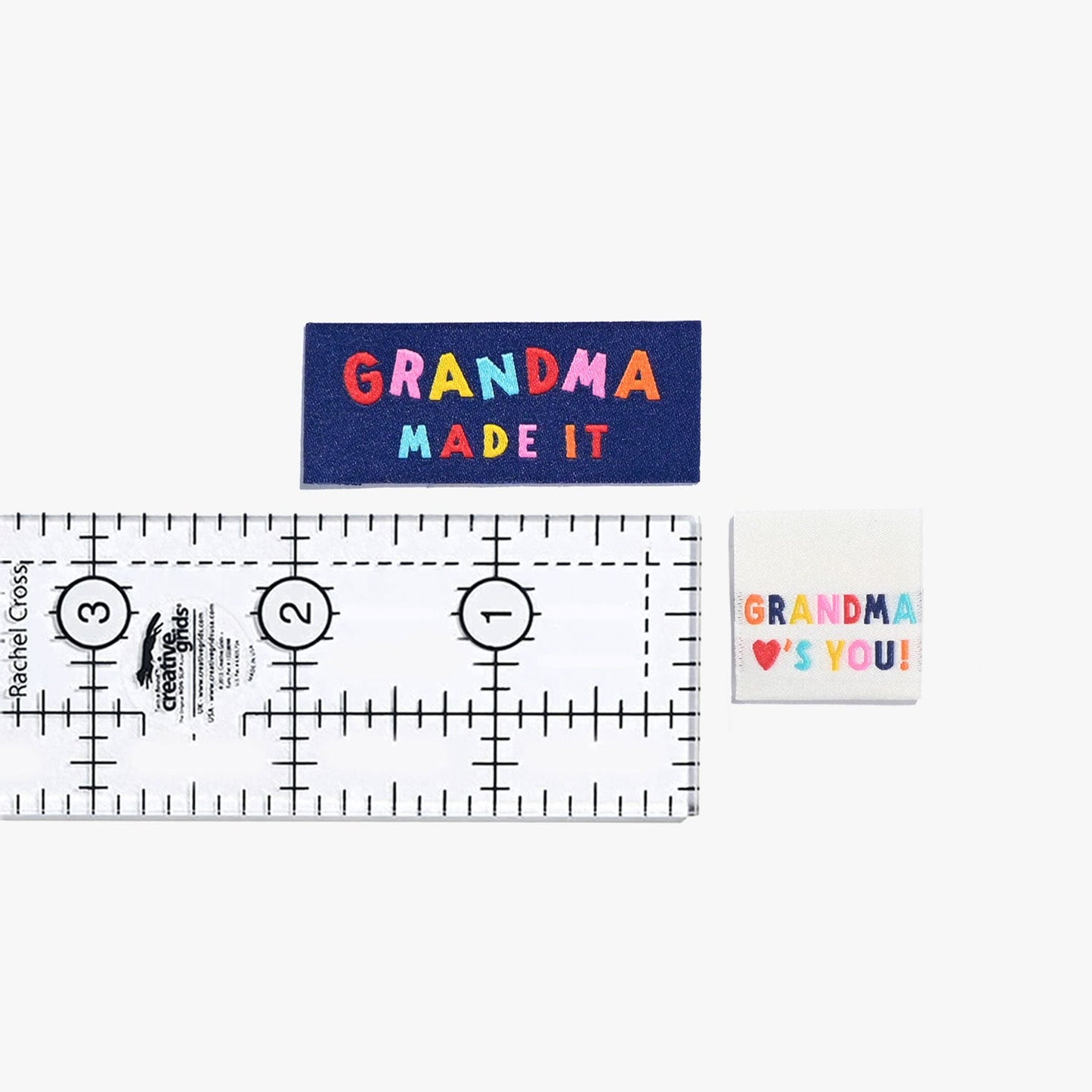 "Grandma Made It - Grandma Loves You!' " Woven Label Pack - Kylie And The Machine - Simplifi Fabric