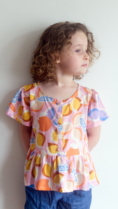 Peplum Shirt Childrens Sewing Pattern - Fiona Hanna