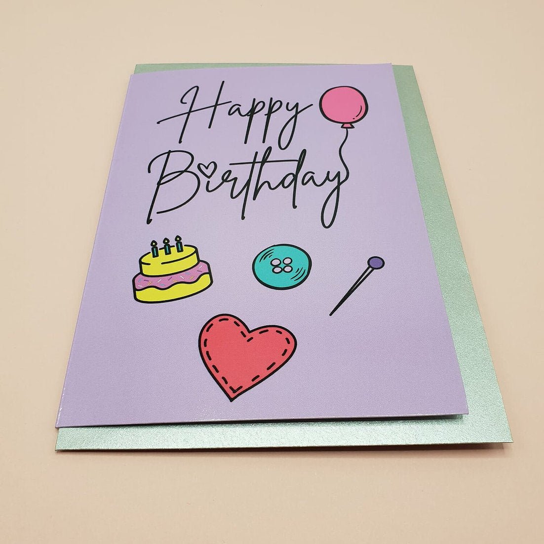 "HAPPY BIRTHDAY" Sewing Themed Greeting Card - Sew Anonymous - Simplifi Fabric