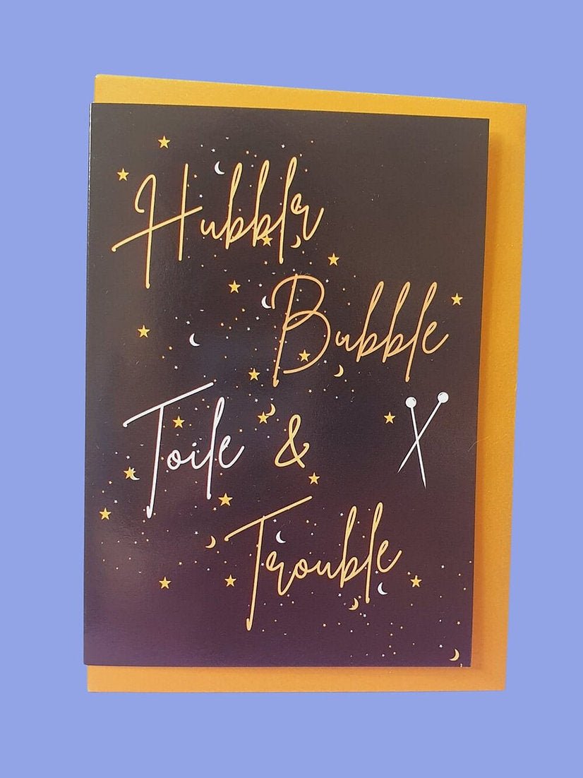 "HUBBLE, BUBBLE, TOILE and TROUBLE" Sewing Themed Greeting Card - Sew Anonymous - Simplifi Fabric