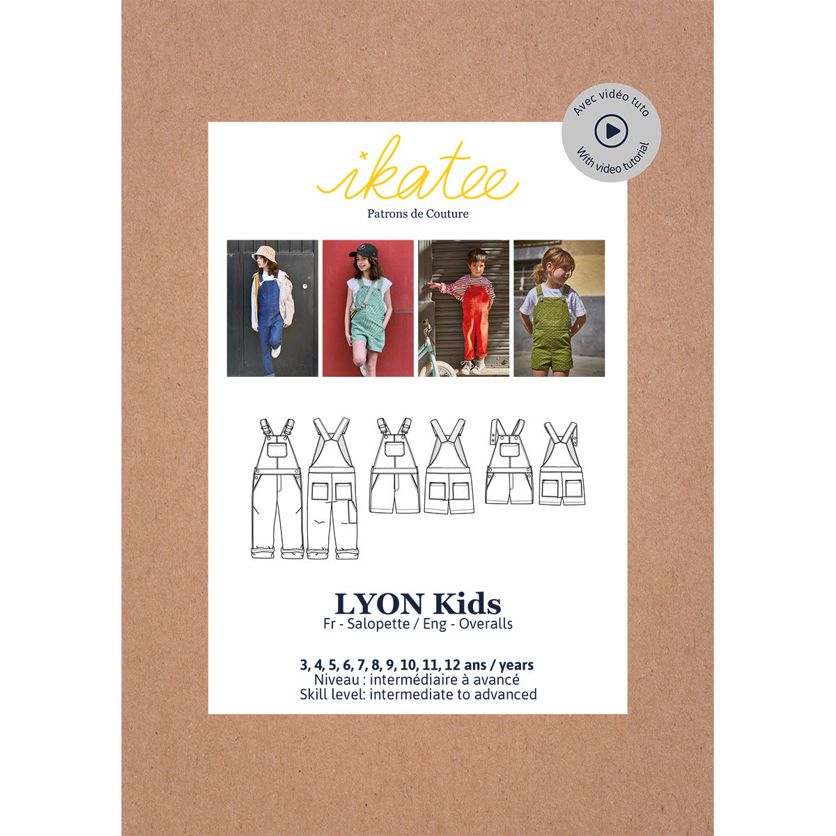 Lyon Overalls Sewing Pattern - Kids 3/12Y - Ikatee