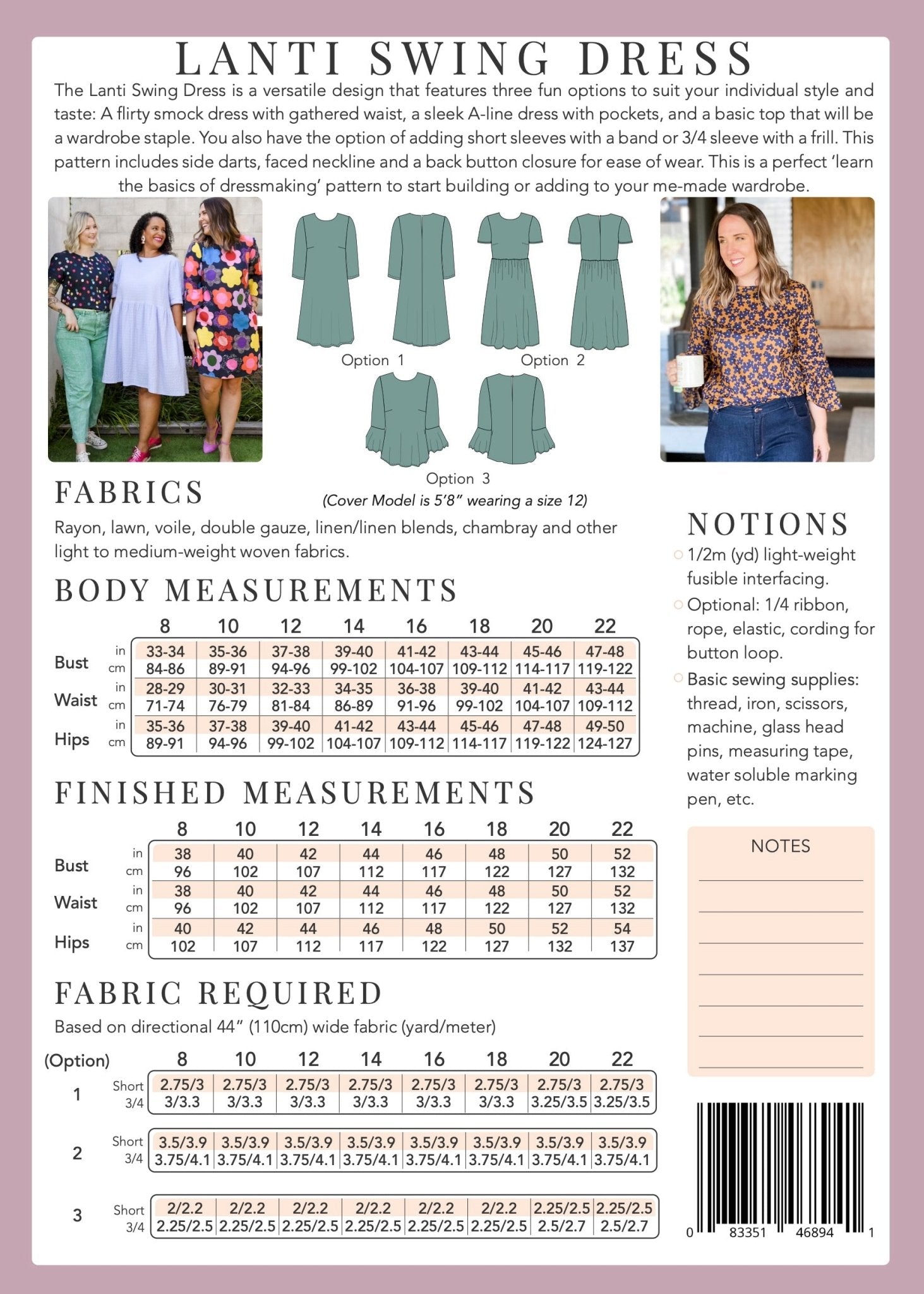 Lanti Swing Dress and Top - Paper Pattern - Sew to Grow - Simplifi Fabric