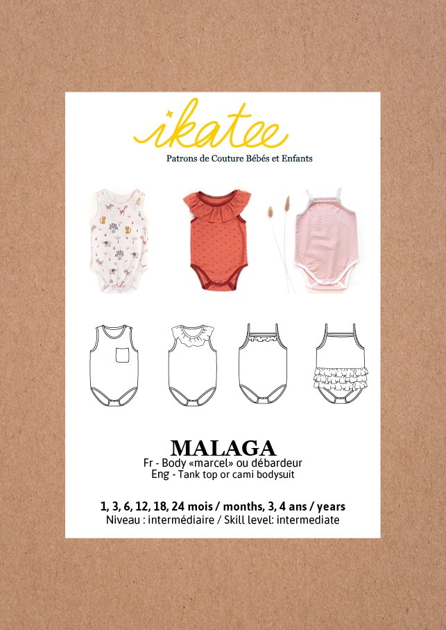 Malaga Bodysuit Sewing Pattern - Baby Boy & Girl 1M/4Y - Ikatee - Simplifi Fabric