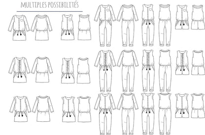 Marieke Jumpsuit, Playsuit & Dress Sewing Pattern - Girl 3/12Y - Ikatee - Simplifi Fabric