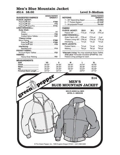 Men’s Blue Mountain Jacket - 514 - The Green Pepper Patterns - Simplifi Fabric