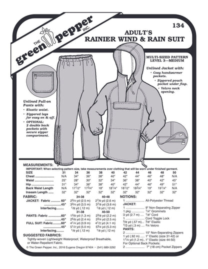 Mens’s Rainier Wind & Rain Suit Pattern - 134 - The Green Pepper Patterns - Simplifi Fabric