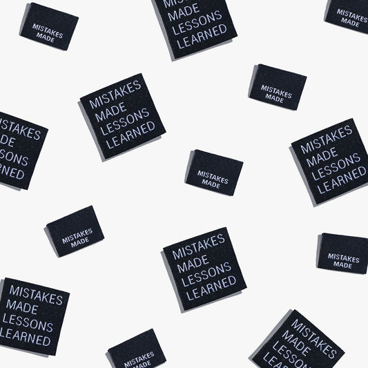 "MISTAKES MADE LESSONS LEARNED" Woven Label Pack - Kylie And The Machine - Simplifi Fabric