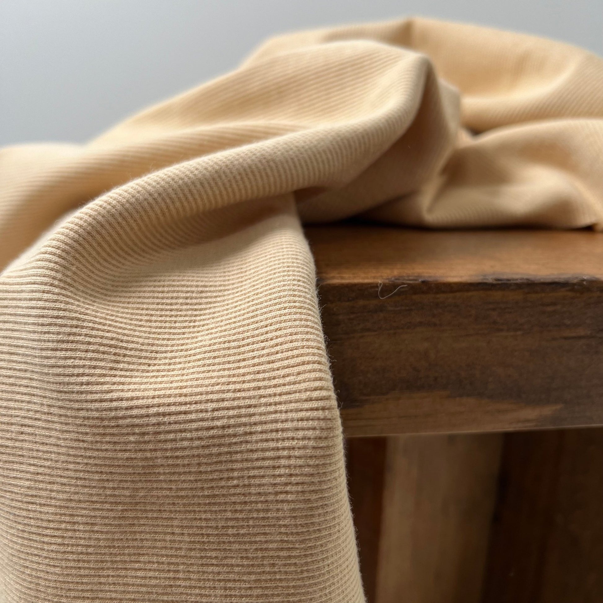 Organic Cotton Spandex Ribbing 360gsm - Almond Buff - Simplifi Fabric