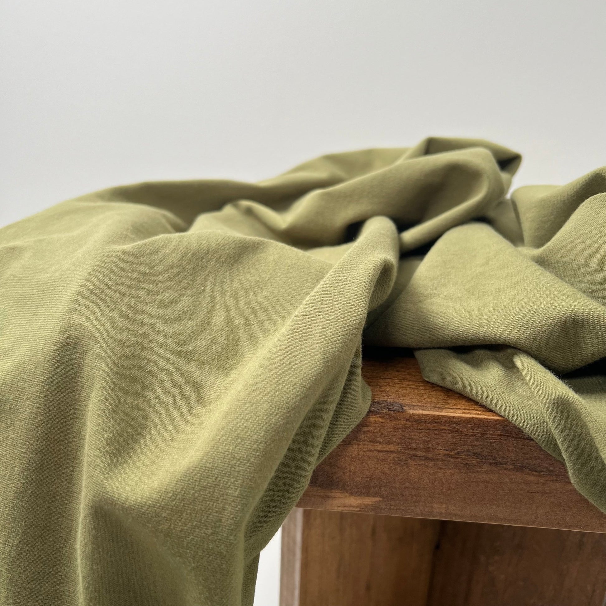 Organic Cotton Stretch Jersey 200gsm - Capulet Olive - Simplifi Fabric