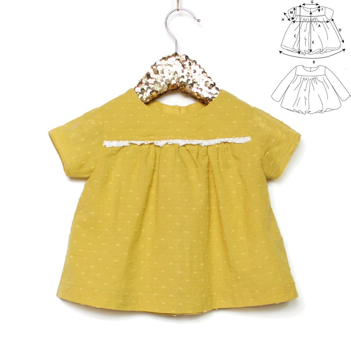 Oslo Blouse & Dress Sewing Pattern - Baby Girl 6M/4Y - Ikatee - Simplifi Fabric