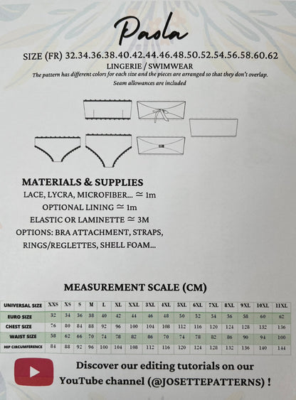 Paola - Womens Swimsuit / Lingerie - Josette Patterns