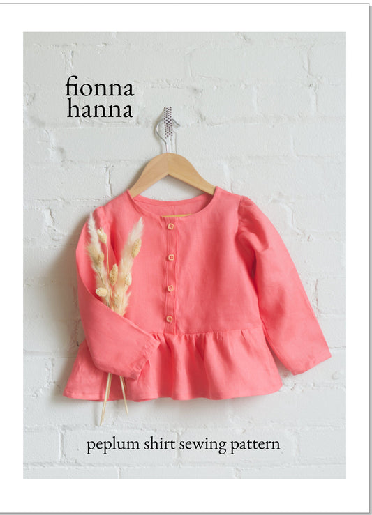 Peplum Shirt Childrens Sewing Pattern - Fiona Hanna