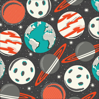 Planetarium - Charcoal - Blast Off - Hang Tight Studio - Cloud 9 Fabrics - Poplin - Simplifi Fabric