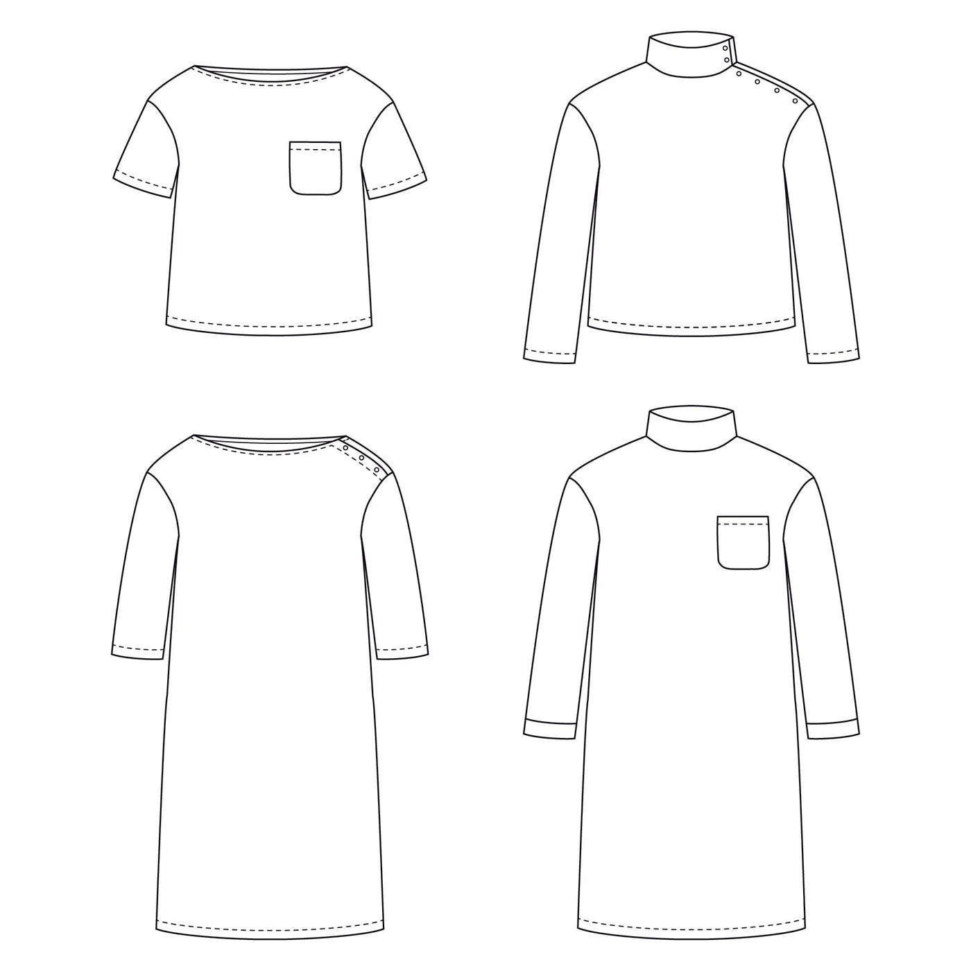 QUIBERON Sailor T-Shirt & Dress - Women 34/52 Paper Sewing Pattern - Ikatee - Simplifi Fabric