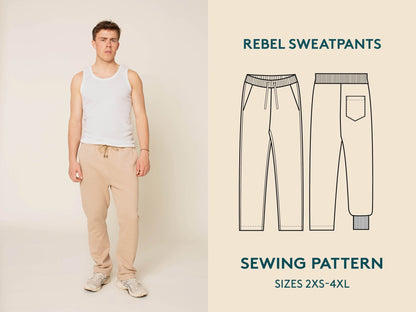 Rebel Sweatpants Mens Paper Pattern - Wardrobe by Me - Simplifi Fabric