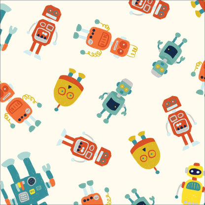 Robots White - High Gear - MK Surface - Cloud 9 Fabrics - Poplin - Simplifi Fabric