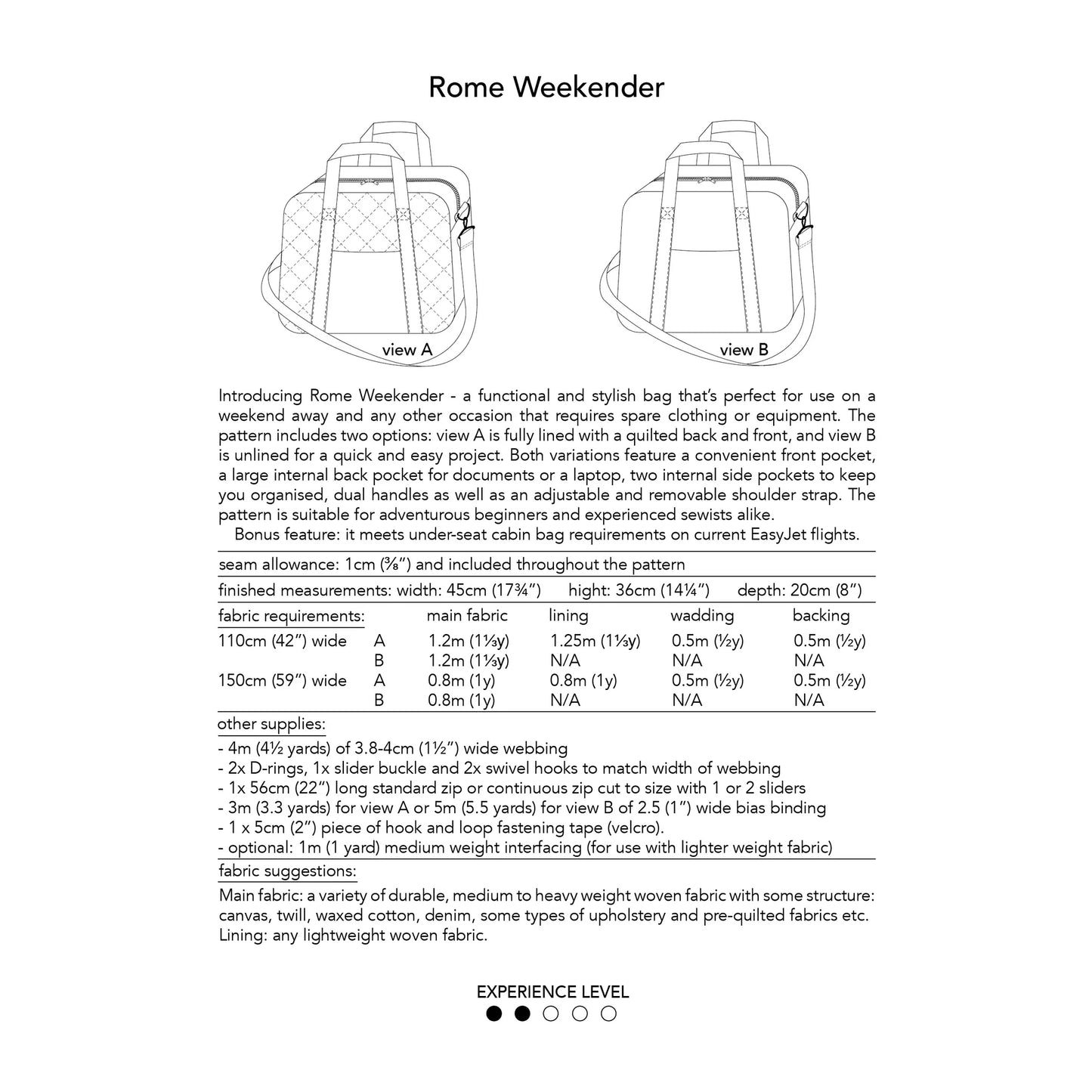Rome Weekender Bag Sewing Pattern - Dhurata Davies