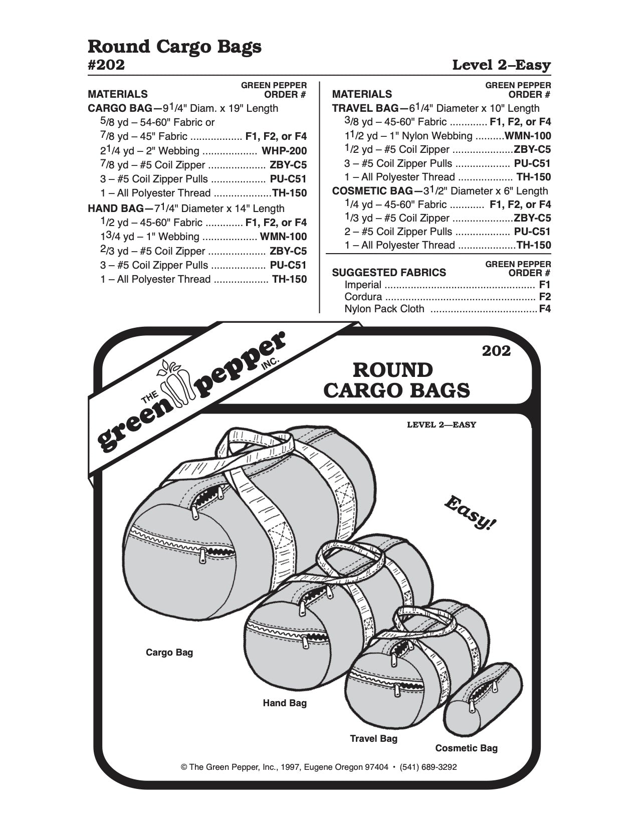 Round Cargo Bag Pattern - 202 - The Green Pepper Patterns - Simplifi Fabric