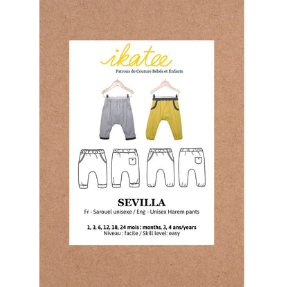 Sevilla Unisex Harem Pants Sewing Pattern - Baby 1M/4Y - Ikatee - Simplifi Fabric