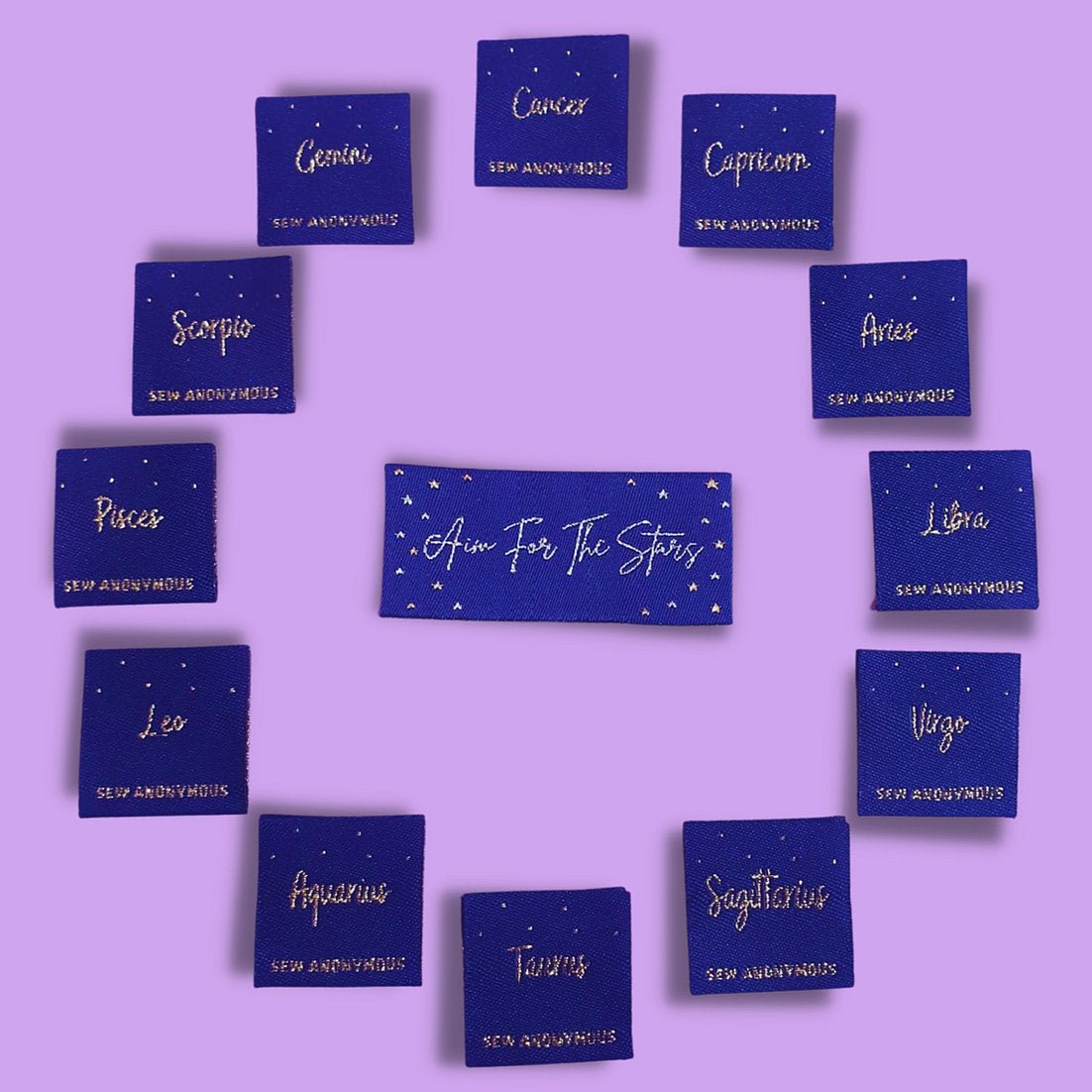 "STAR SIGN" Zodiac Woven Label Pack - Sew Anonymous - Simplifi Fabric