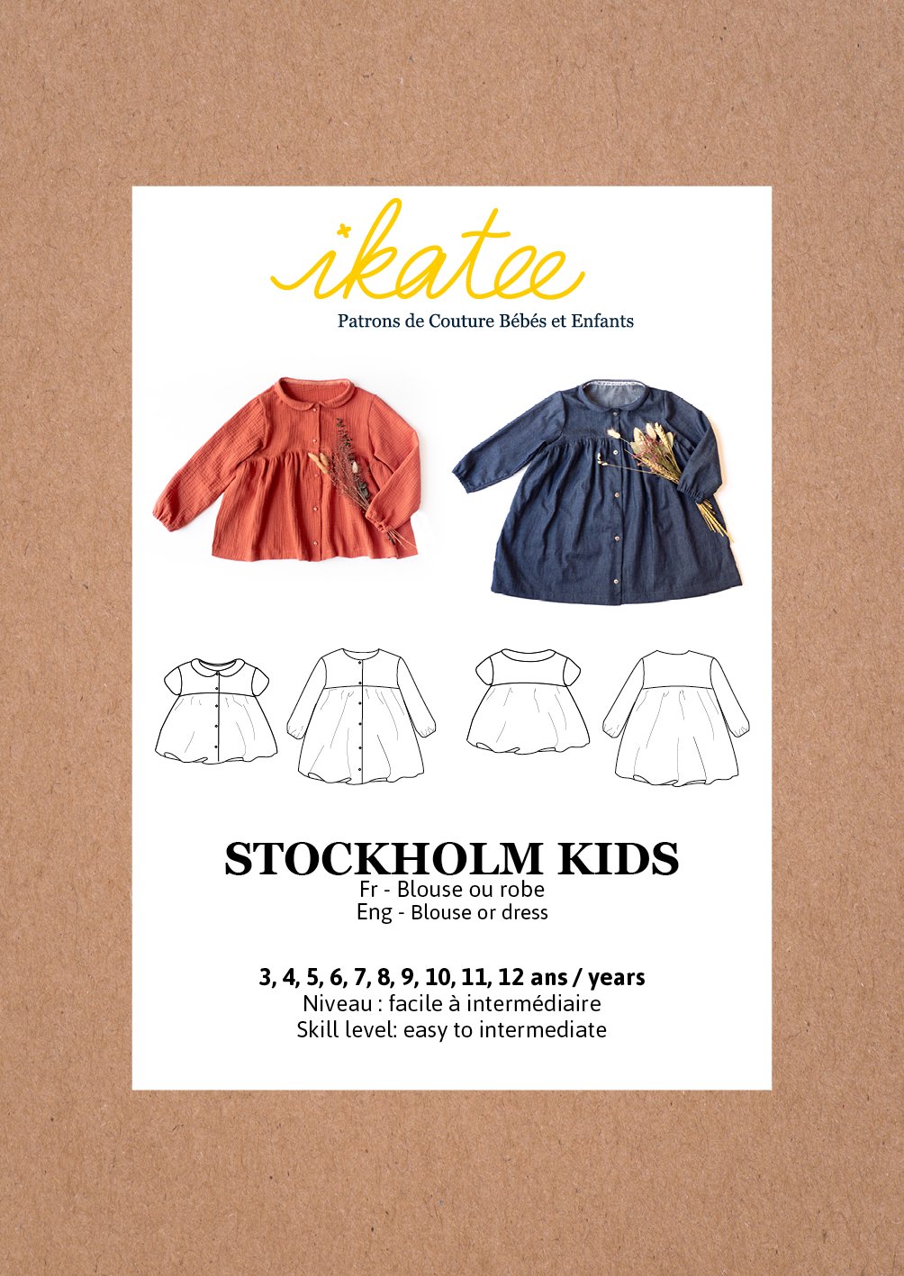 Stockholm Blouse & Dress Sewing Pattern - Girls 3/12Y - Ikatee - Simplifi Fabric