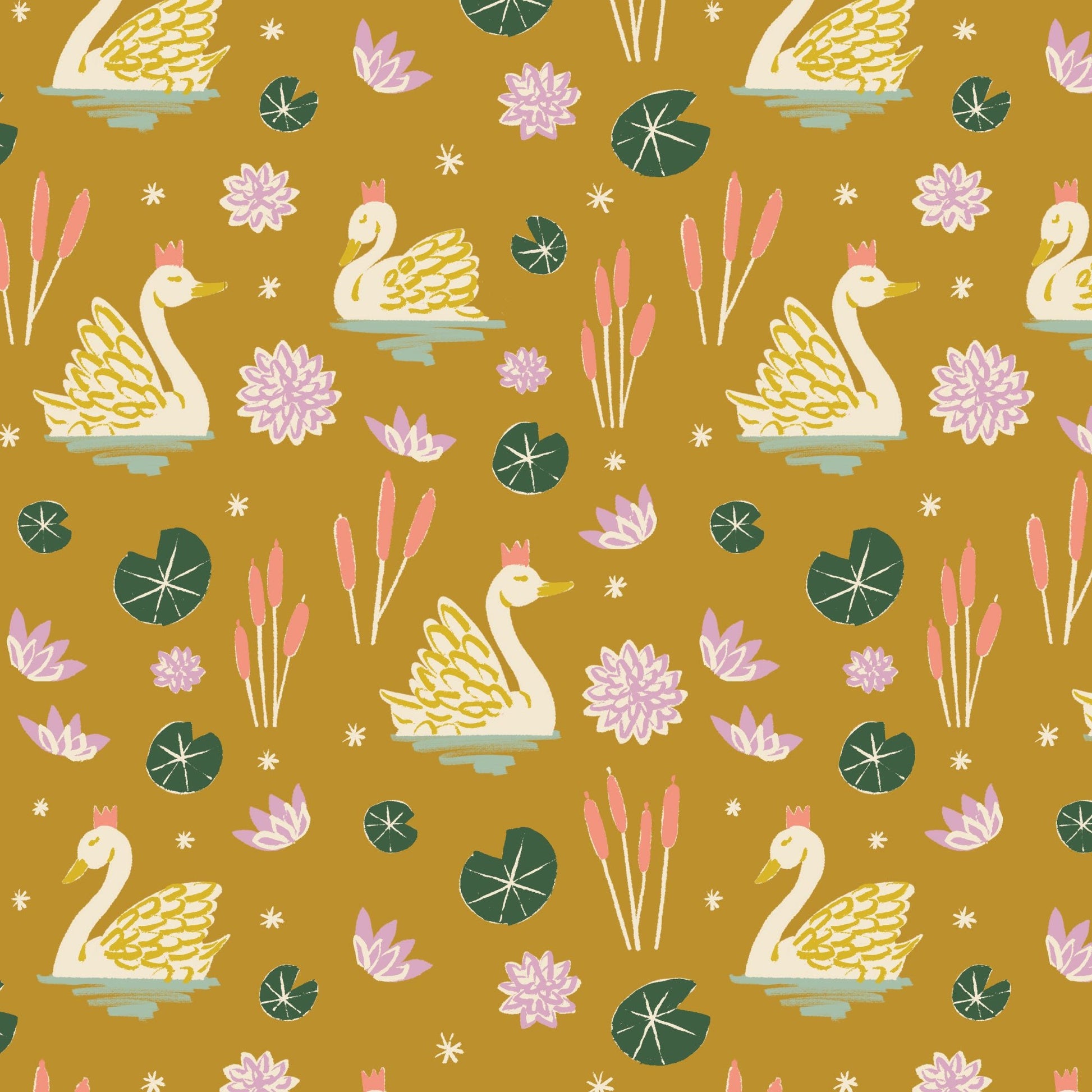 Swan Lake - Floral Frenzy - Samantha Johnson - Cloud 9 Fabrics - Poplin - Simplifi Fabric