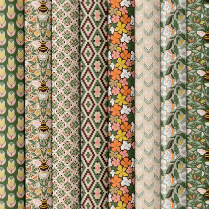 Tulips - Jade - Honey Garden - Juliana Tipton - Cloud 9 Fabrics - Poplin - Simplifi Fabric