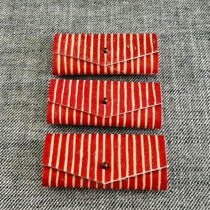 Handmade Needle Wallet - Red Stripe Leather - Dhurata Davies