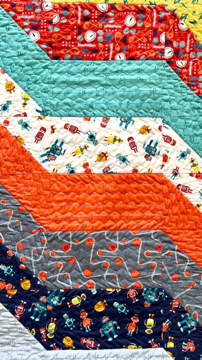 Wavelengths Orange - High Gear - MK Surface - Cloud 9 Fabrics - Poplin - Simplifi Fabric