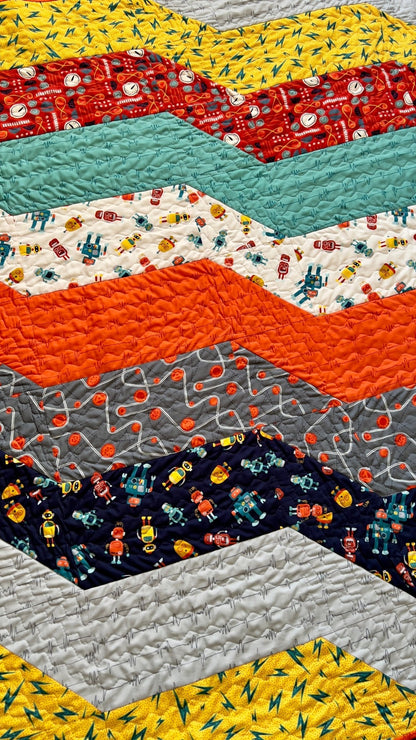 Wavelengths Orange - High Gear - MK Surface - Cloud 9 Fabrics - Poplin - Simplifi Fabric