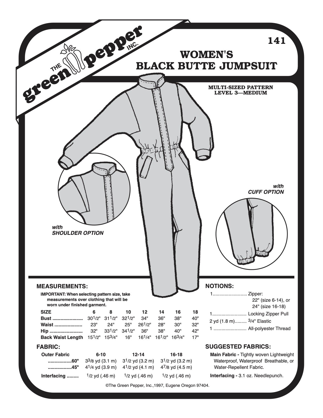 Women’s Black Butte Jumpsuit Pattern - 141 - The Green Pepper Patterns - Simplifi Fabric