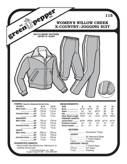 Women’s Cross Country or Jogging Suit Pattern - 115 - The Green Pepper Patterns - Simplifi Fabric