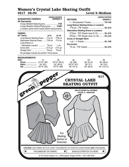 Women’s Crystal Lake Skating Outfit - 517 - The Green Pepper Patterns - Simplifi Fabric