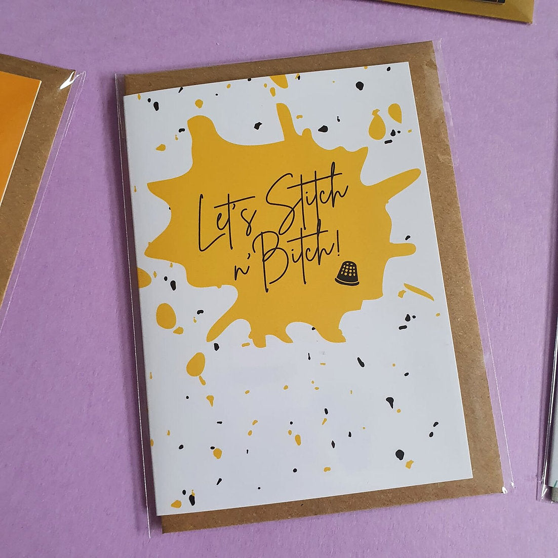 "LET'S STITCH N' BITCH" Sewing Themed Greeting Card - Sew Anonymous