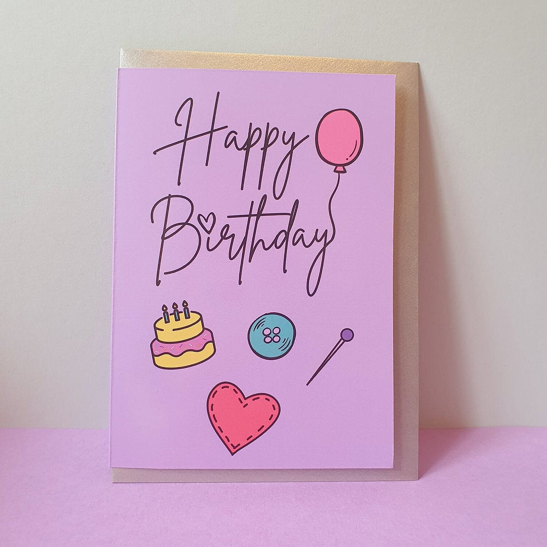 "HAPPY BIRTHDAY" Sewing Themed Greeting Card - Sew Anonymous