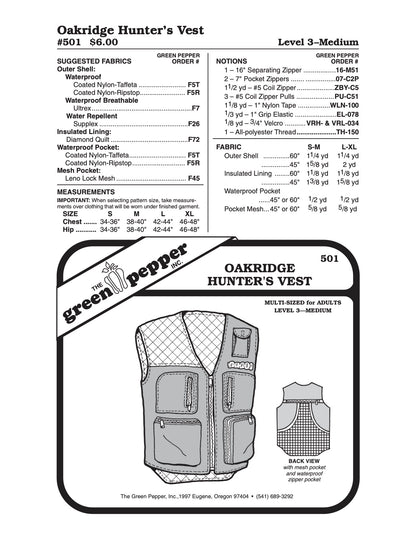 Adult’s Oakridge Hunter’s Vest Pattern - 501 - The Green Pepper Patterns