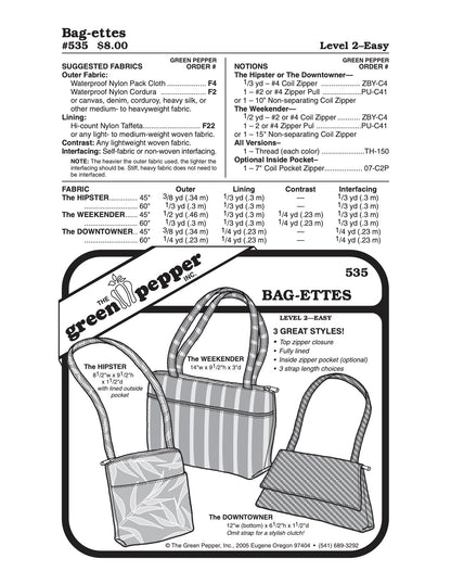 Bag-ettes Pattern - 535 - The Green Pepper Patterns