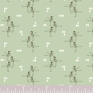 Arabesque - Mint - Piroulette - Arleen Hillier - Birch Fabrics - Poplin