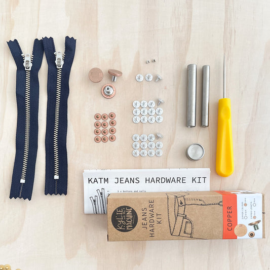 Jeans Hardware Kit - Navy Zipper / Copper Hardware - Kylie And The Machine
