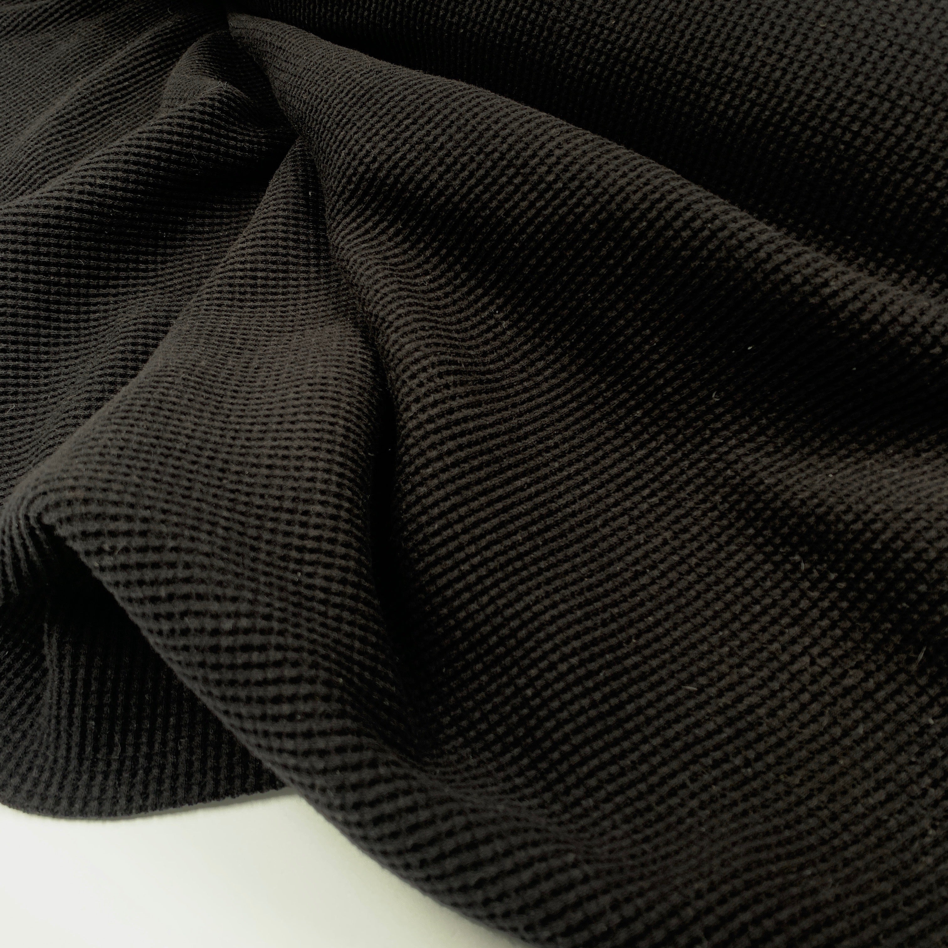 Black Cotton Thermal Knit