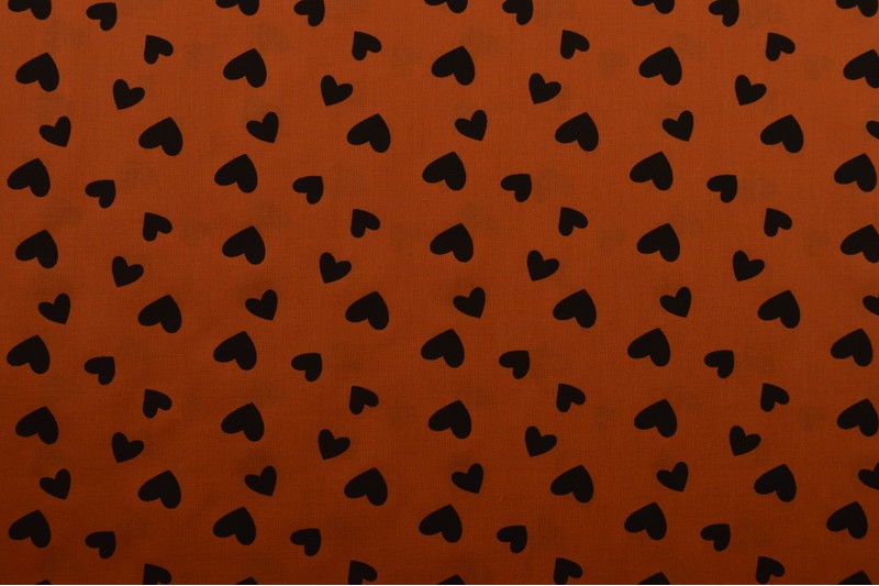 Cotton Voile - BLACK HEARTS - European Import - Oeko-Tex® - Copper