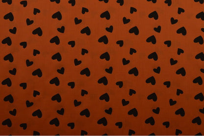 Cotton Voile - BLACK HEARTS - European Import - Oeko-Tex® - Copper