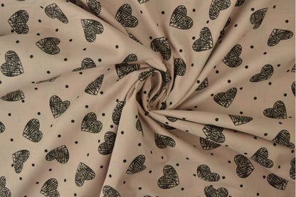 Cotton Voile - HEARTS - European Import - Oeko-Tex® - Old Pink