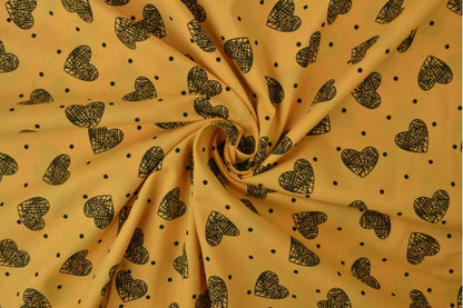 Cotton Voile - HEARTS - European Import - Oeko-Tex® - Ochre Yellow